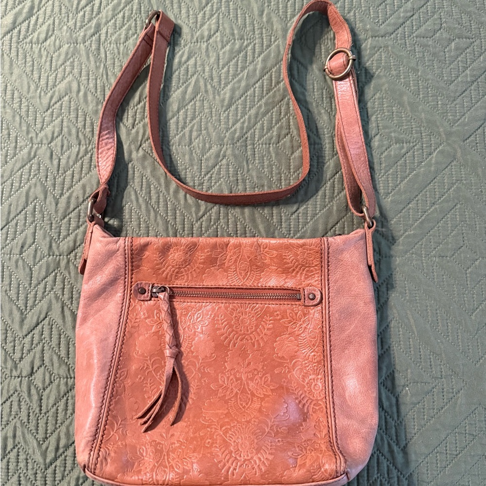 The Sak Ashland Leather Crossbody Bag- in floral embossed finish